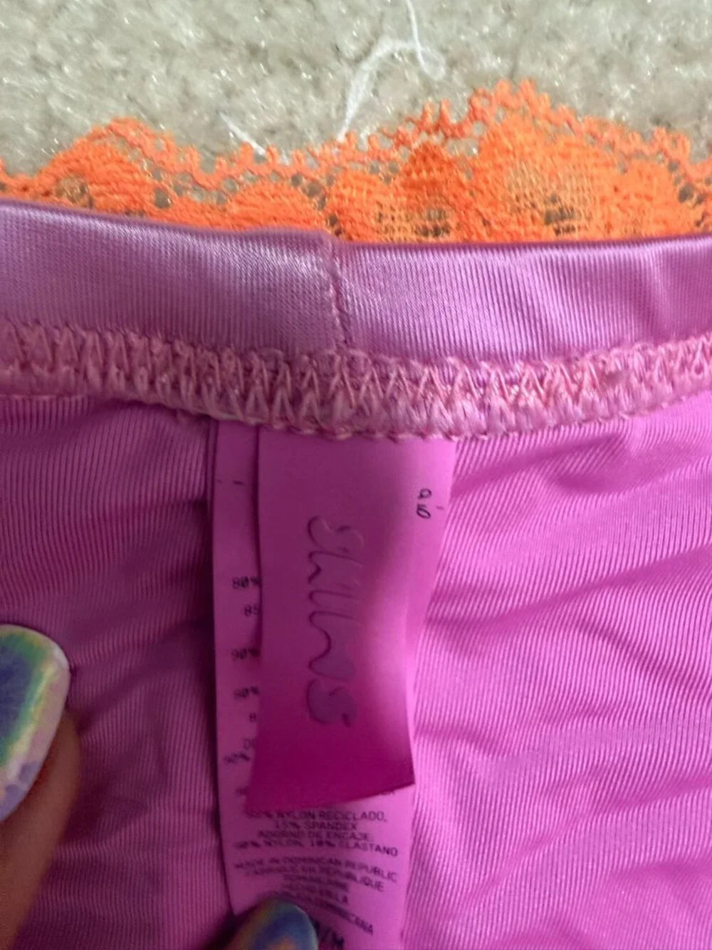 SKIMS Lace Trim Bikini Bottoms Pink Orange Size M VGUC
